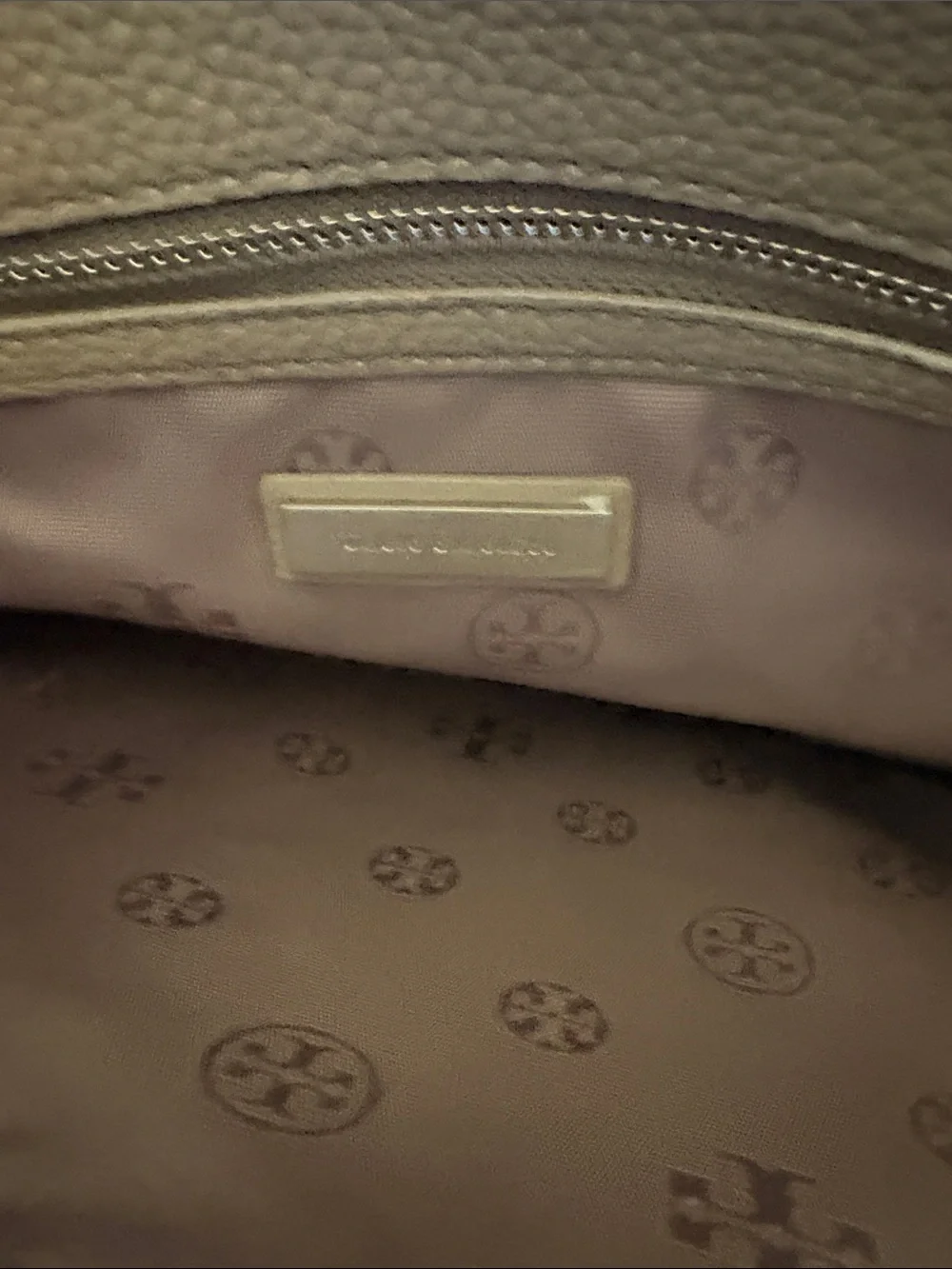 Tory Burch Pebbled Leather Chain-Handle Tote in Taupe